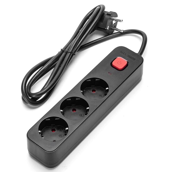 HLW LED Aigi Quino Power Strip with Switch 3680W - 3 Outlets, Extension Cord & LED Accessories