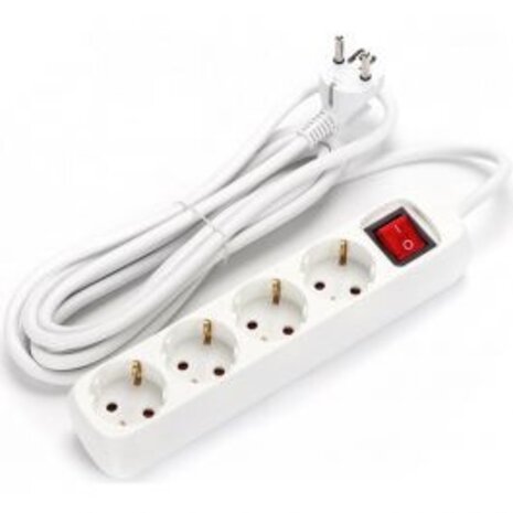 Aigi Antris Power Strip with Switch - Extension Cord 3680W LED Accessories - 4 Sockets, 3 Meters