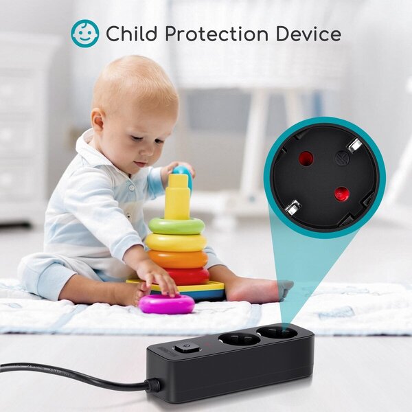 HLW LED Aigi Quino Stekkerdoos met Schakelaar - 3680W LED Toebehoren, 3m Verlengsnoer