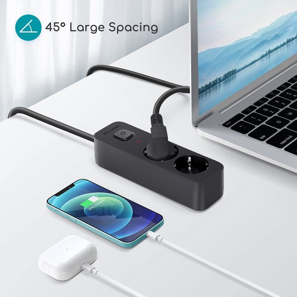 HLW LED Aigi Quino Stekkerdoos met Schakelaar - 3680W LED Toebehoren, 3m Verlengsnoer