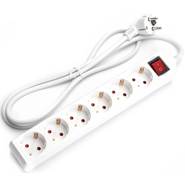 HLW LED Power Strip with Switch 3680W - 6 Sockets LED Accessories Extension Cord