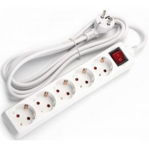 HLW LED Aigi Frutsi Power Strip with Switch - 3680W LED Accessories, 5 Sockets, 1.5 Meter Extension Cord