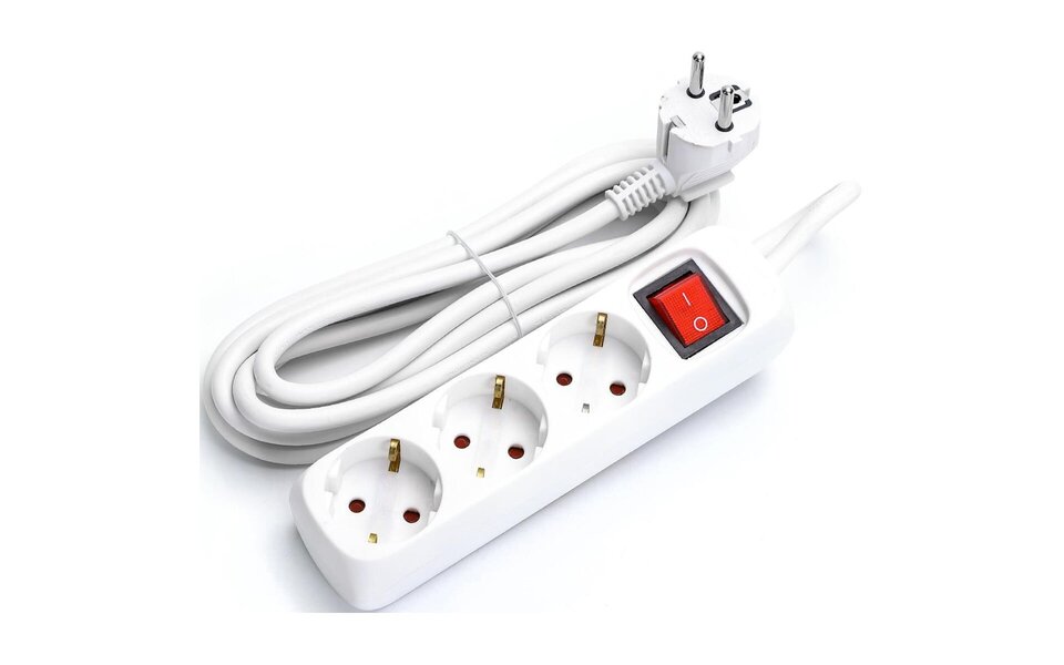 HLW LED Aigi Antris Power Strip with Switch - 3 Outlets, 3m Extension Cord, 3680W LED Accessories