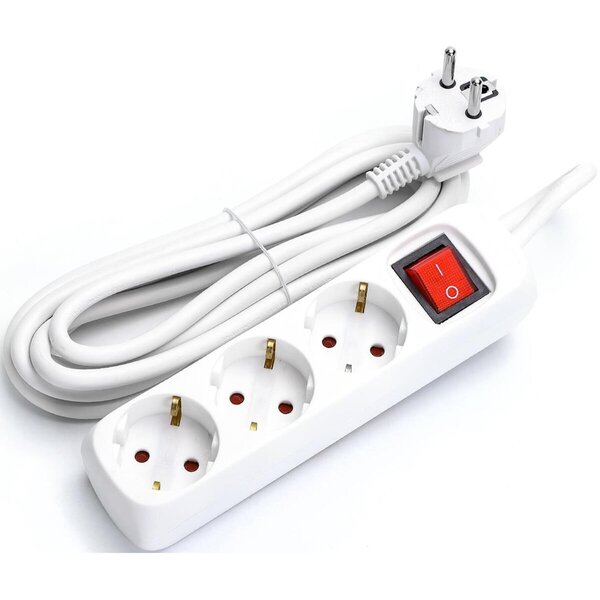 HLW LED Aigi Antris Power Strip with Switch - 3 Outlets, 3m Extension Cord, 3680W LED Accessories