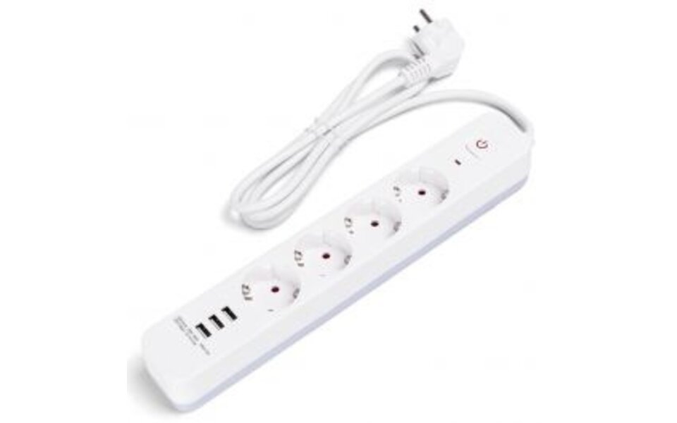 HLW LED Power strip with USB – 4 sockets & 3 USB-A, extension cord 1.5m, LED accessories HLW LED Power strip with USB – 4 sockets & 3 USB-A, extension cord 1.5m, LED accessories