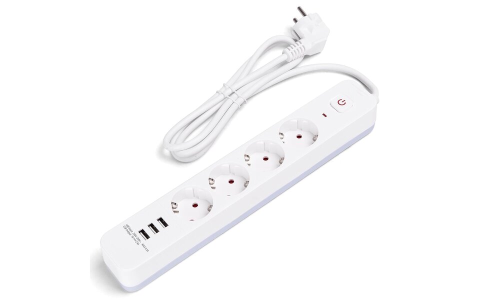 HLW LED Power strip with USB – 4 sockets & 3 USB-A, extension cord 1.5m, LED accessories HLW LED Power strip with USB – 4 sockets & 3 USB-A, extension cord 1.5m, LED accessories