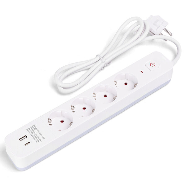 HLW LED Stekkerdoos met USB-A en USB-C - Verlengsnoer 1.5m - LED Toebehoren
