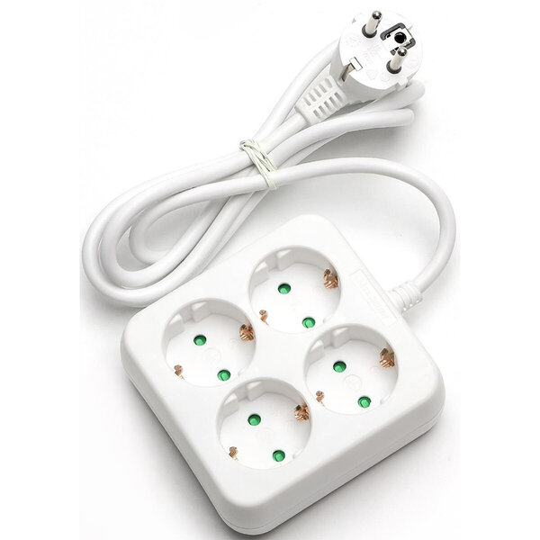 HLW LED Aigi Unkan Power Strip Extension Cord 3680W - 4 Outlets - White - LED Accessories