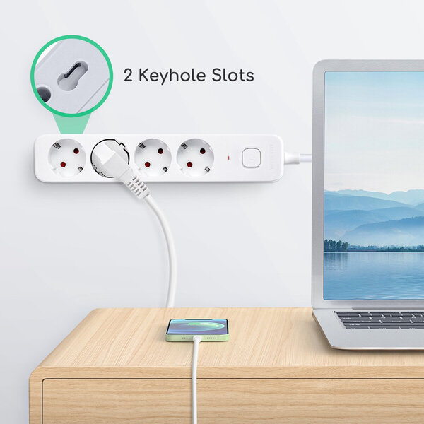 HLW LED Power Strip with Switch - 3680W LED Accessories, 4 Outlets & 1.5m Extension Cord