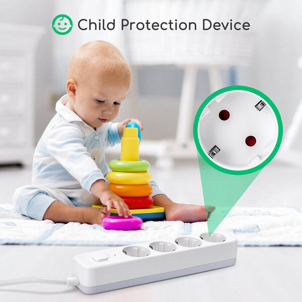 HLW LED Stekkerdoos met Schakelaar - 3680W LED Toebehoren, 4 Stopcontacten & 1.5m Verlengsnoer