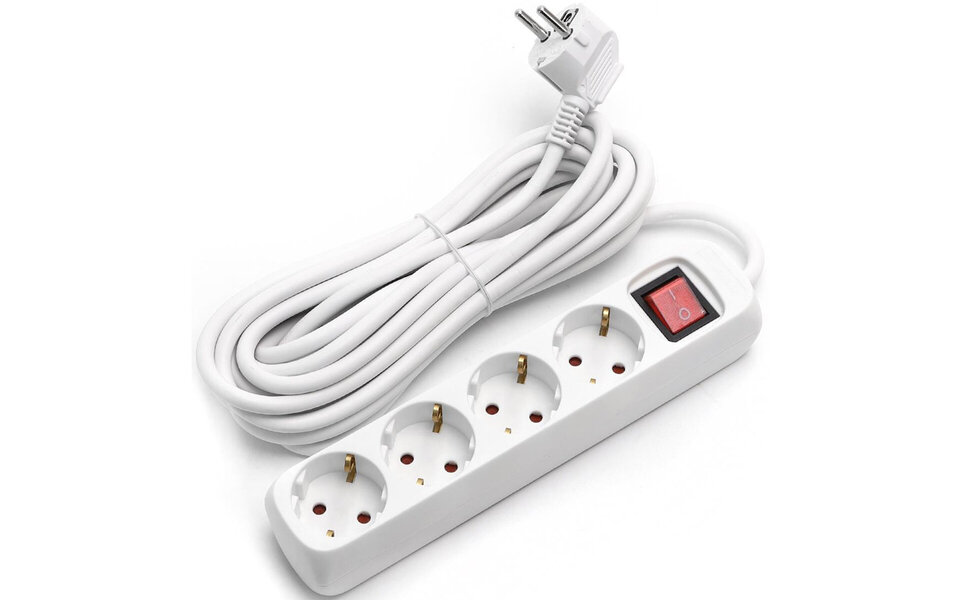 HLW LED Power Strip with Switch & 5m Extension Cord - 4 Outlets for LED Accessories