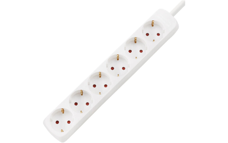 HLW LED Aigi Wayne Stekkerdoos 3680W - 6 Stopcontacten - 1.5m Verlengsnoer Wit