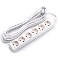 Power Strip Extension Cord 3680W - 6 Outlets - White - 5m