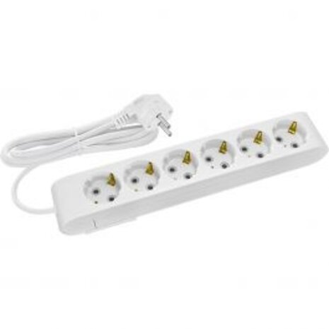 Power Strip Extension Cord 1.5m with 6 Sockets and Earth Grounding - LED Accessories, Light Cord & Plug