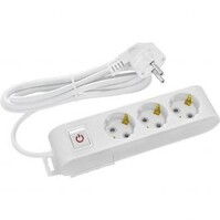 Power Strip with Switch & Extension Cord - 3 Outlets White