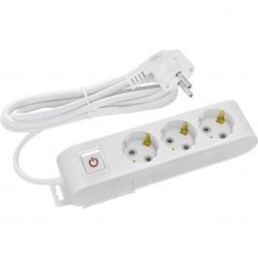 Power Strip with Switch & Extension Cord - 3 Outlets White