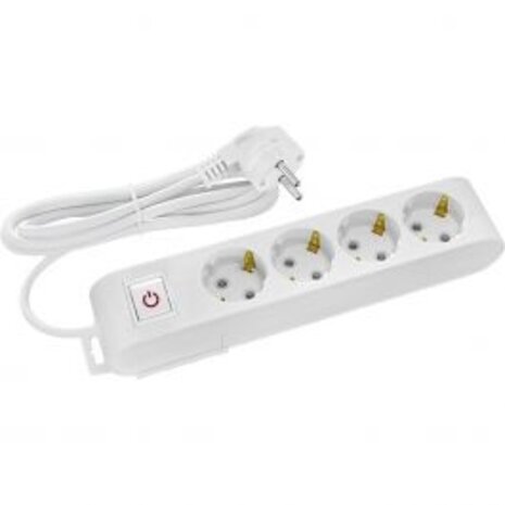 Power Strip with Switch & Extension Cord - 4 Outlets, Grounded, White