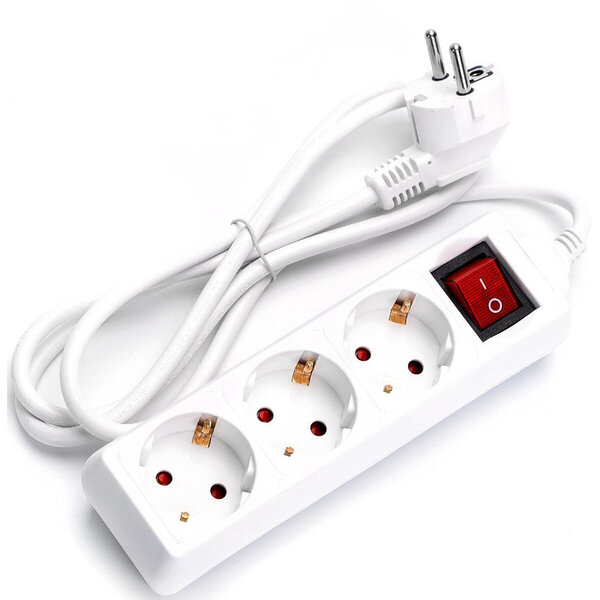 HLW LED Aigi Antris Power Strip with Switch 3680W – 3 Outlets, 1.5m Extension Cord