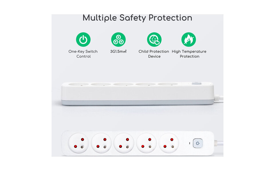 HLW LED Stekkerdoos met Schakelaar - 5 Stopcontacten, 3m Verlengsnoer - 2300W LED Toebehoren