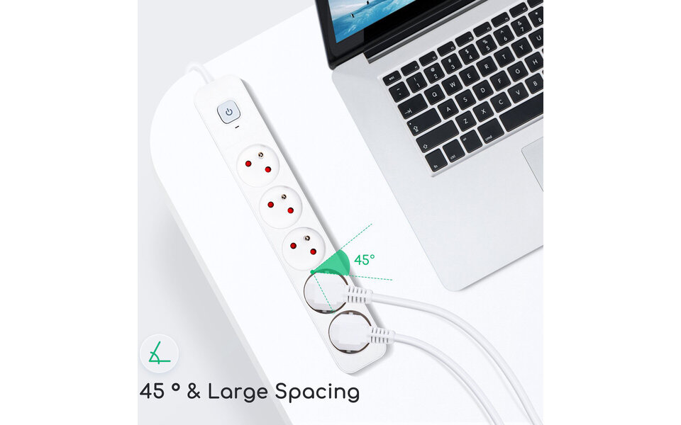 HLW LED Power Strip with Switch - 5 Outlets, 3m Extension Cord - 2300W LED Accessories