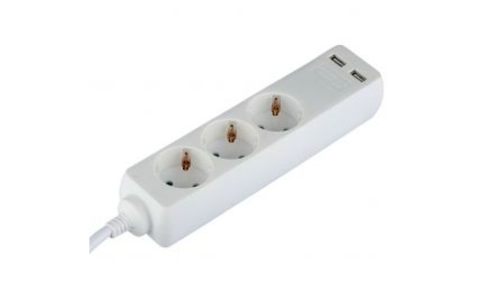 HLW LED Viron Serino Power Strip with USB - 3680W Extension Cord with 3 Outlets