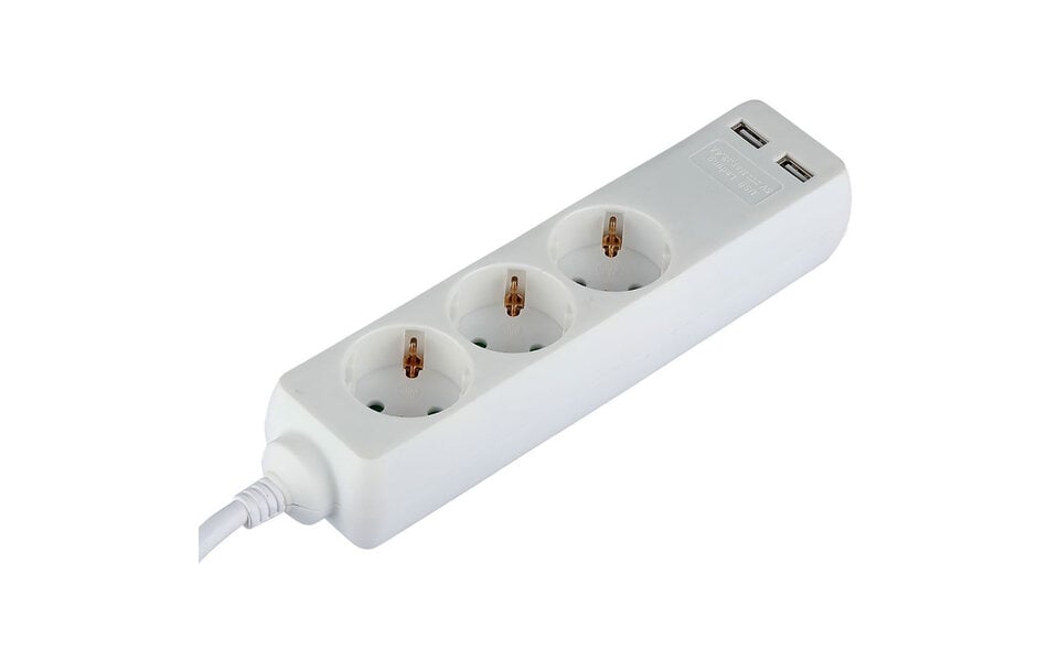 HLW LED Viron Serino Stekkerdoos met USB - 3680W Verlengsnoer met 3 Stopcontacten