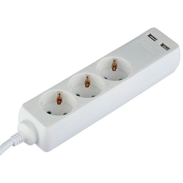 HLW LED Viron Serino Power Strip with USB - 3680W Extension Cord with 3 Outlets