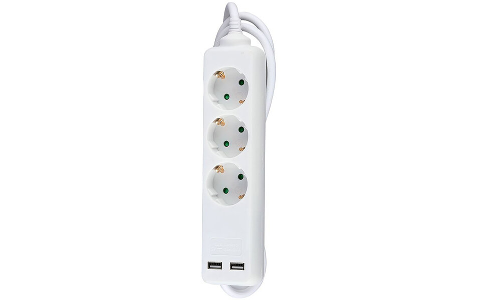 HLW LED Viron Serino Power Strip with USB - 3680W Extension Cord with 3 Outlets