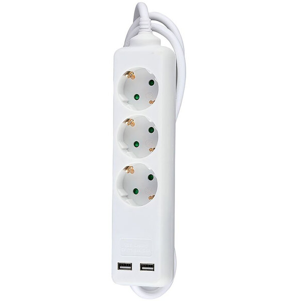 HLW LED Viron Serino Power Strip with USB - 3680W Extension Cord with 3 Outlets