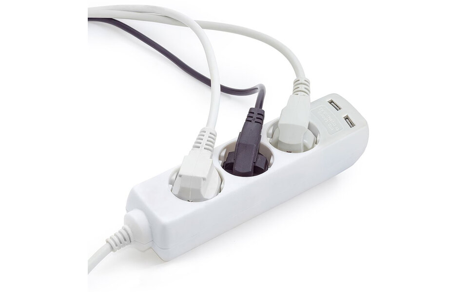 HLW LED Viron Serino Power Strip with USB - 3680W Extension Cord with 3 Outlets