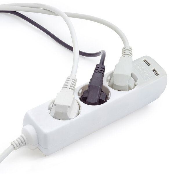 HLW LED Viron Serino Power Strip with USB - 3680W Extension Cord with 3 Outlets