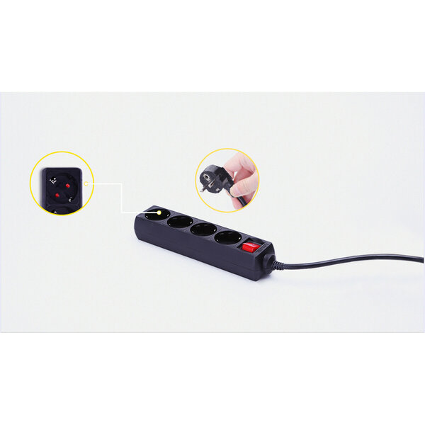 HLW LED Aigi Quino Power Strip with Switch - 3680W LED Accessories - 3m Extension