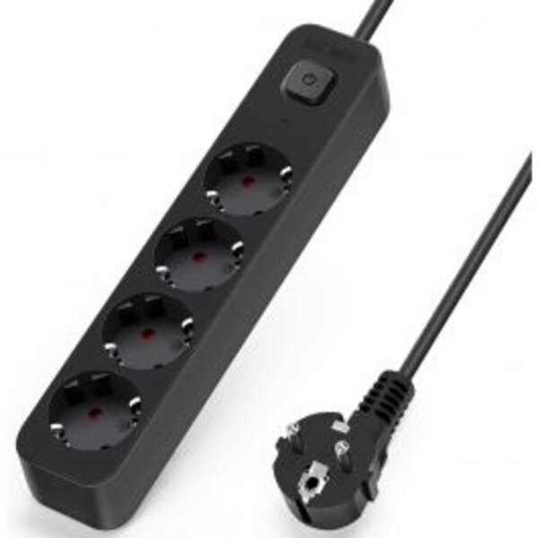 HLW LED Aigi Quino Power Strip with Switch - 4 Outlets, 1.5m Extension Cord, 3680W LED Accessories