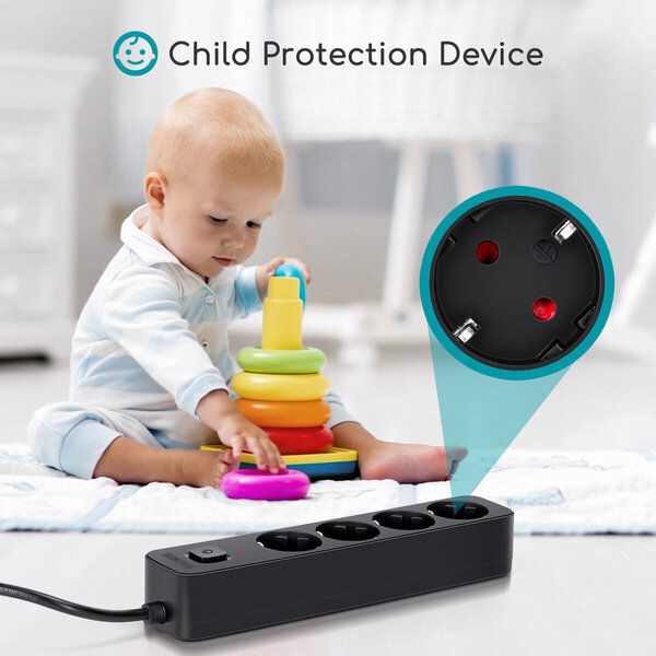 HLW LED Aigi Quino Stekkerdoos met Schakelaar - 4 Stopcontacten, 1.5m Verlengsnoer, 3680W LED Toebehoren