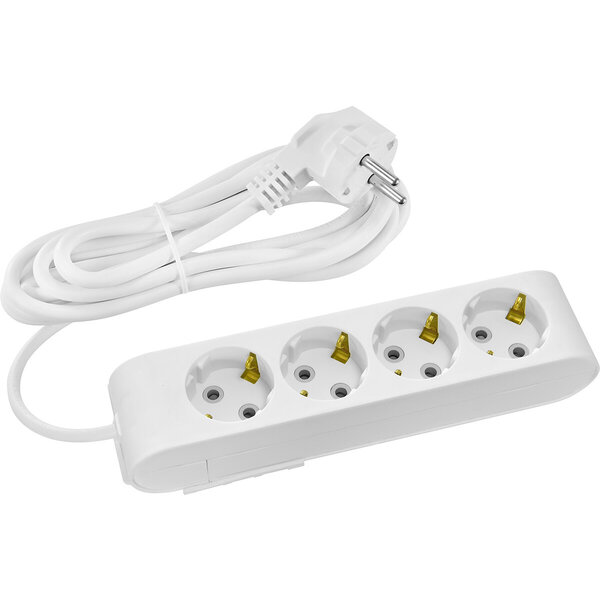 HLW LED Stekkerdoos met Verlengsnoer 3m - 4 Stopcontacten, Randaarde & Kinderbeveiliging - Ideaal voor LED Toebehoren & Licht Snoer