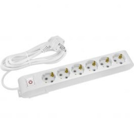 Power strip with switch and 3m extension cord - 6 sockets - LED accessories