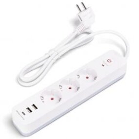 Stekkerdoos met USB & Verlengsnoer - 3 Stopcontacten, 3 USB Poorten