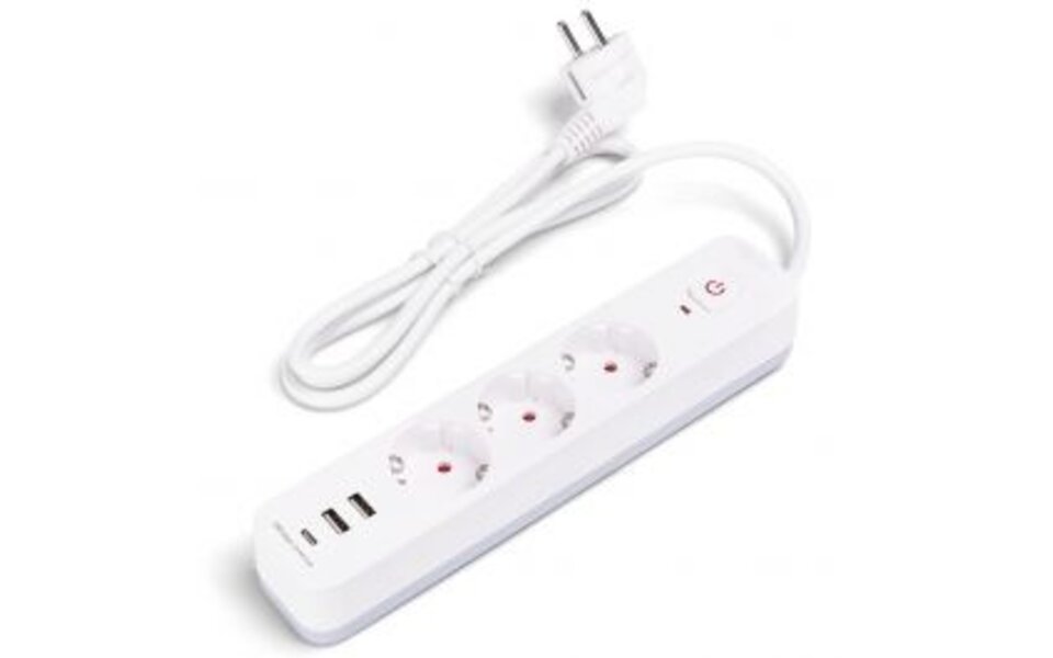 HLW LED Aigi Power Strip with USB - Extension Cord with 3 Outlets, 2 USB-A & 1 USB-C HLW LED Aigi Power Strip with USB - Extension Cord with 3 Outlets, 2 USB-A & 1 USB-C