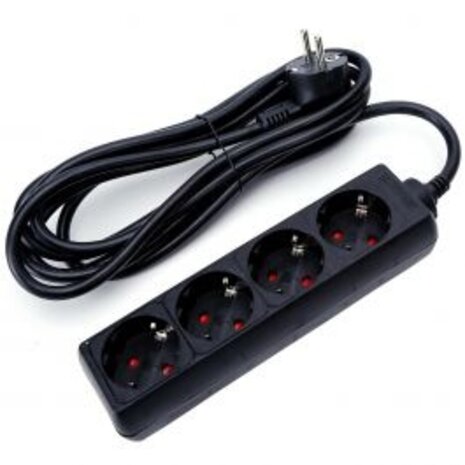 Power Strip & Extension Cord 3680W - 4 Outlets - 3 Meters Black | LED Accessories