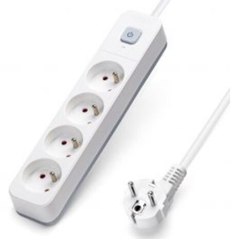 Aigi Anzim Stekkerdoos met Schakelaar - 2300W LED Toebehoren, 4 Stopcontacten, 1.5m Verlengsnoer