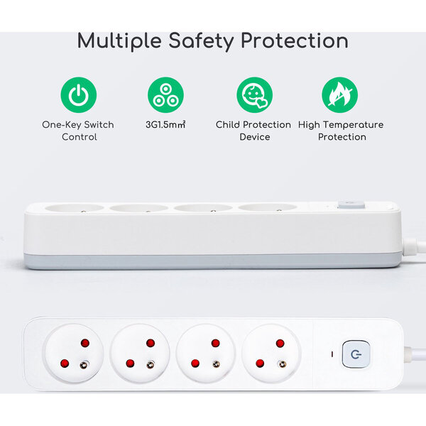 HLW LED Aigi Anzim Power Strip with Switch - 2300W LED Accessories, 4 Outlets, 1.5m Extension Cord