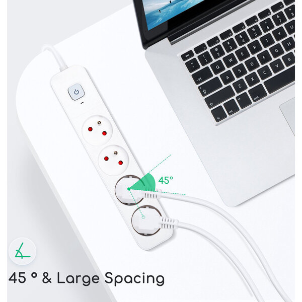 HLW LED Aigi Anzim Power Strip with Switch - 2300W LED Accessories, 4 Outlets, 1.5m Extension Cord