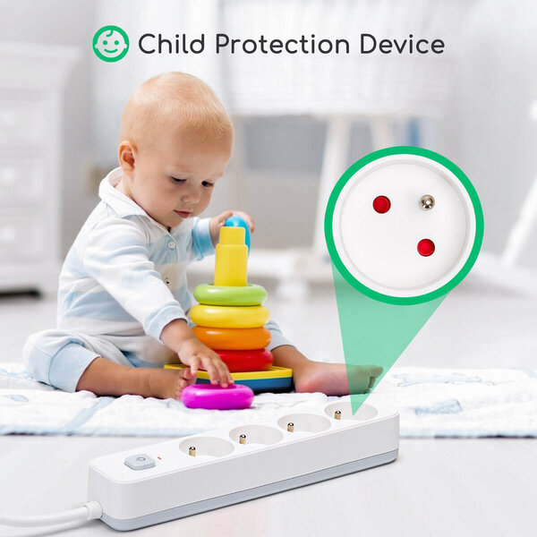 HLW LED Aigi Anzim Stekkerdoos met Schakelaar - 2300W LED Toebehoren, 4 Stopcontacten, 1.5m Verlengsnoer