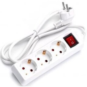 Power Strip with Switch & Extension Cord 3680W - 3 Outlets White