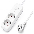 Aigi Antris Power Strip with Switch - 3680W LED Accessories, 2 Sockets & 1.5m Extension Cord