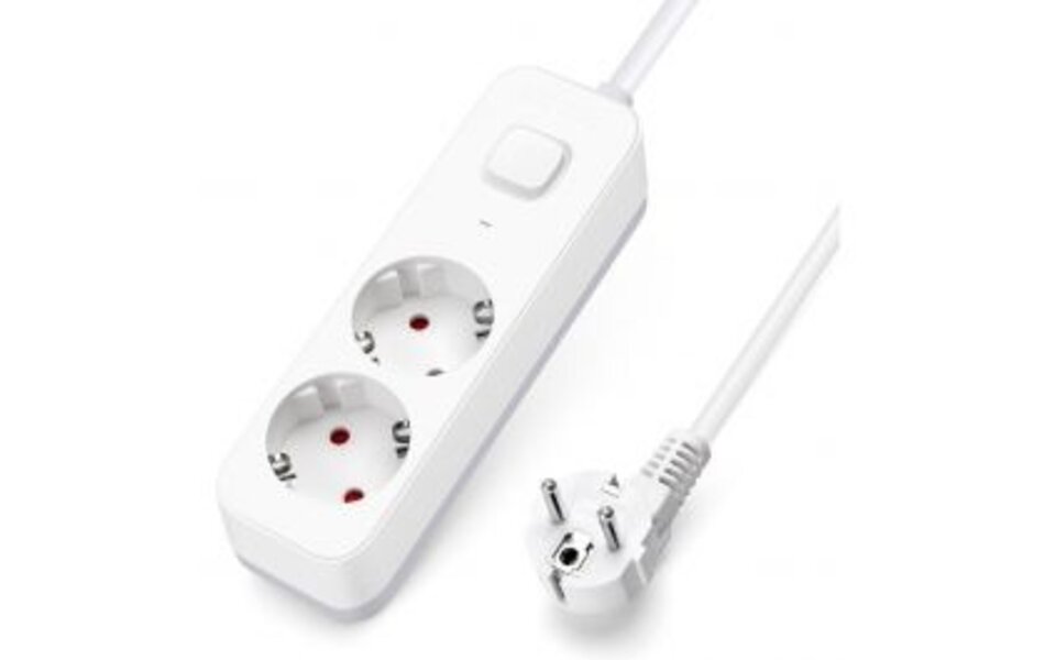 HLW LED Aigi Antris Power Strip with Switch - 3680W LED Accessories, 2 Sockets & 1.5m Extension Cord