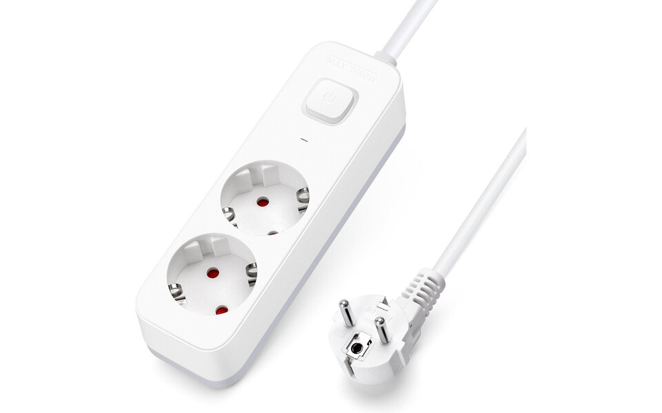 HLW LED Aigi Antris Stekkerdoos met Schakelaar - 3680W LED Toebehoren, 2 Stopcontacten & 1.5m Verlengsnoer