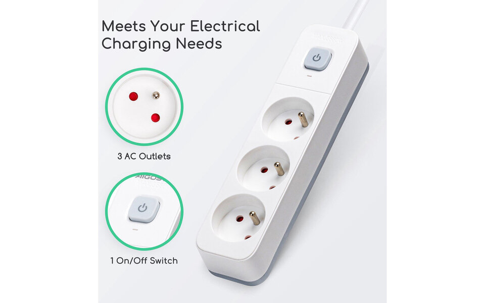 HLW LED Power strip with switch 2300W - Extension cord 1.5m, 3 sockets - LED accessories & light cord HLW LED Power strip with switch 2300W - Extension cord 1.5m, 3 sockets - LED accessories & light cord