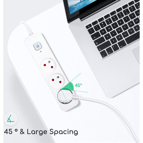 HLW LED Power strip with switch 2300W - Extension cord 1.5m, 3 sockets - LED accessories & light cord