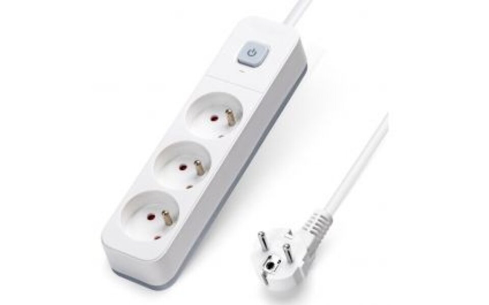 HLW LED Witte Stekkerdoos met Schakelaar – 3 Stopcontacten, 3m Verlengsnoer, 2300W LED Toebehoren